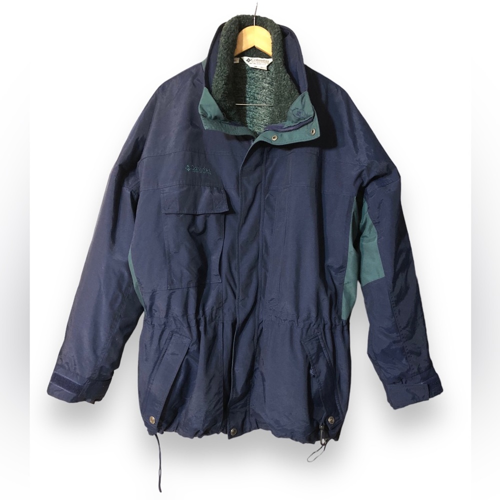 COLUMBIA Navy & Green 3 in 1 Interchangeable Ski Jacket VINTAGE